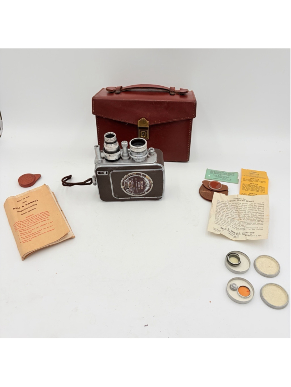 Vintage Bell & Howell Filmo Auto-8 8mm Camera Wollensak Lens Case Untested